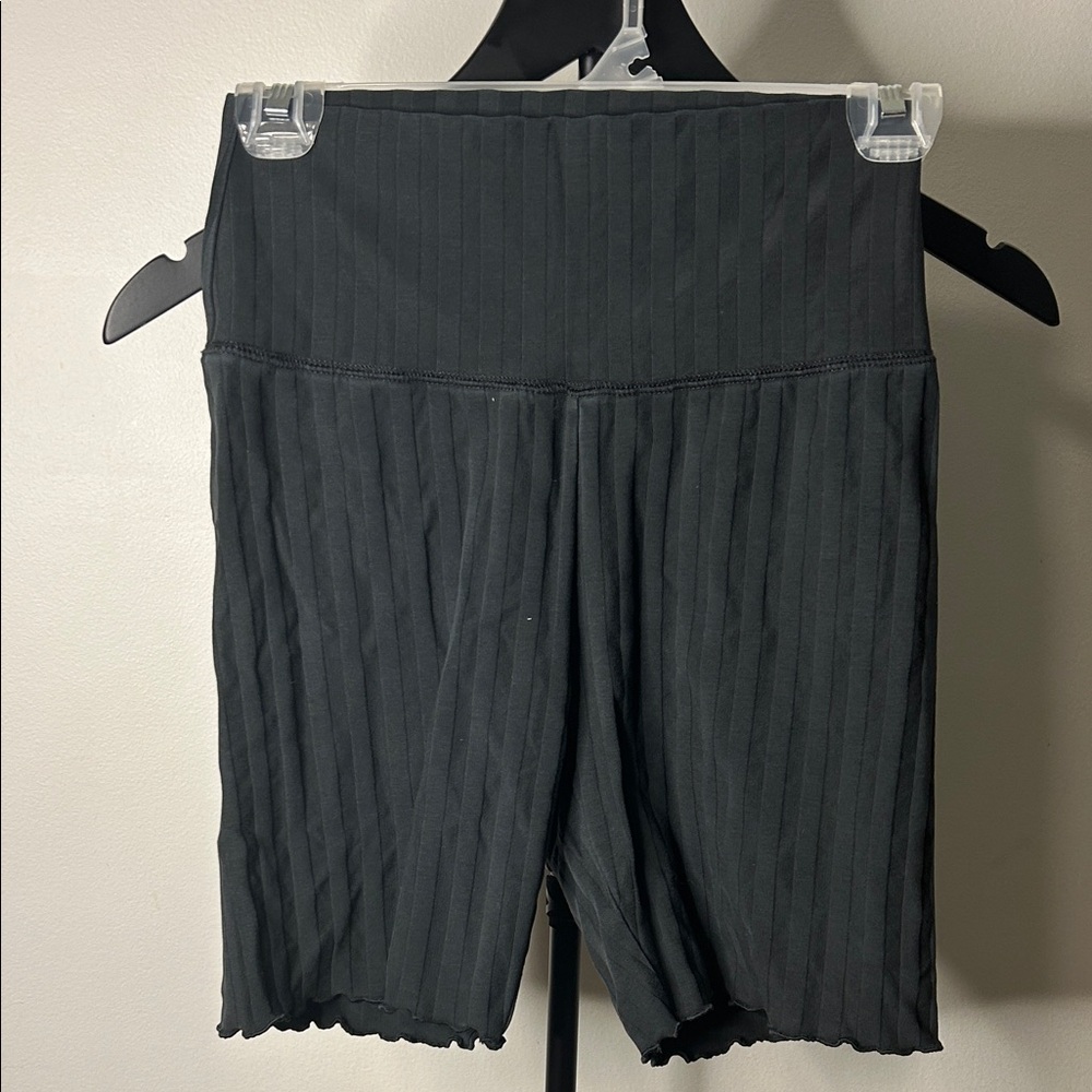 Aerie Black Ribbed Bike Shorts